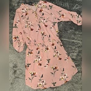 Pink floral zip front dress business casual rue 21 medium light dress spring